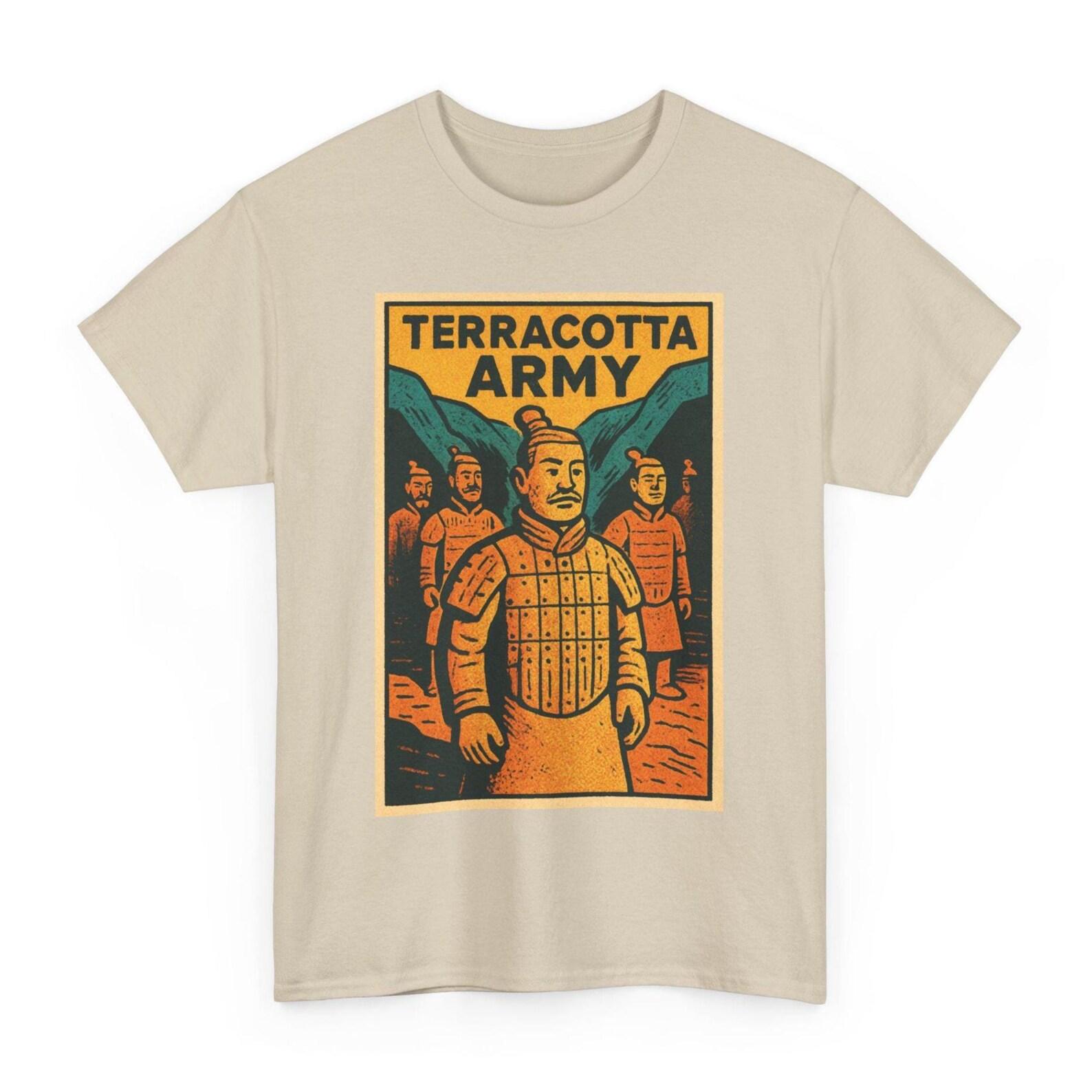 Terracotta Army T-Shirt: Retro Comic Ancient China Tee for History Art Lovers M