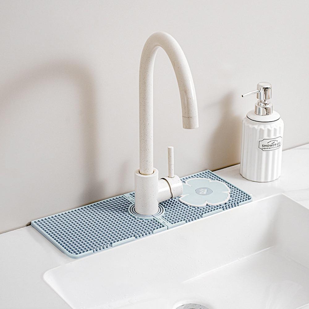 Durable Foldable Faucet Drain Pad Silicone Splash Proof Faucet Mat Faucet Water Catcher Mat Bathroom/Kitchen Accessories