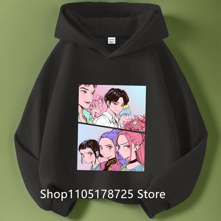 KPop Demon Hunters Huntrix Hoodie Baby Girls Boys Fashion Sweatshirt Harajuku Long Sleeve Pullover Kids New Cartoon Tops