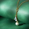 Elegant Enamel Blue Butterfly Tassel Pearl Necklace with Adjustable Clavicle Chain