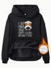 European and American Women's Kangaroo Pocket Hooded Long Sleeve Plush Sweatshirt with Print Design