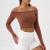 Women's European & American One-Shoulder Yoga Long Sleeve Top - Sexy, Tight-Fitting, Quick-Drying Fitness Wear with Nude Feel