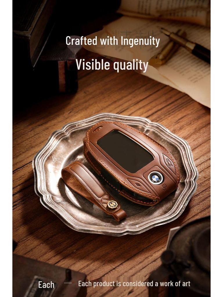 Full Leather LCD Key Cover for BMW 5 Series, 7 Series, and X3
