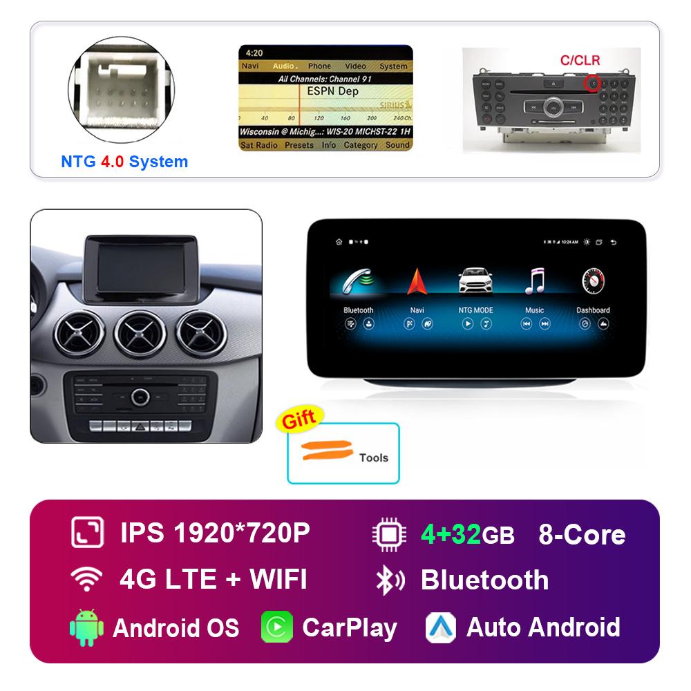 

10,25 дюйма 1920*720P для Mercedes-Benz B-класса W246 W245 2011 - 2019 Система NTG 4.0 4.5 Android Автомагнитола Мультимедийный плеер GPS 4G WiFi
