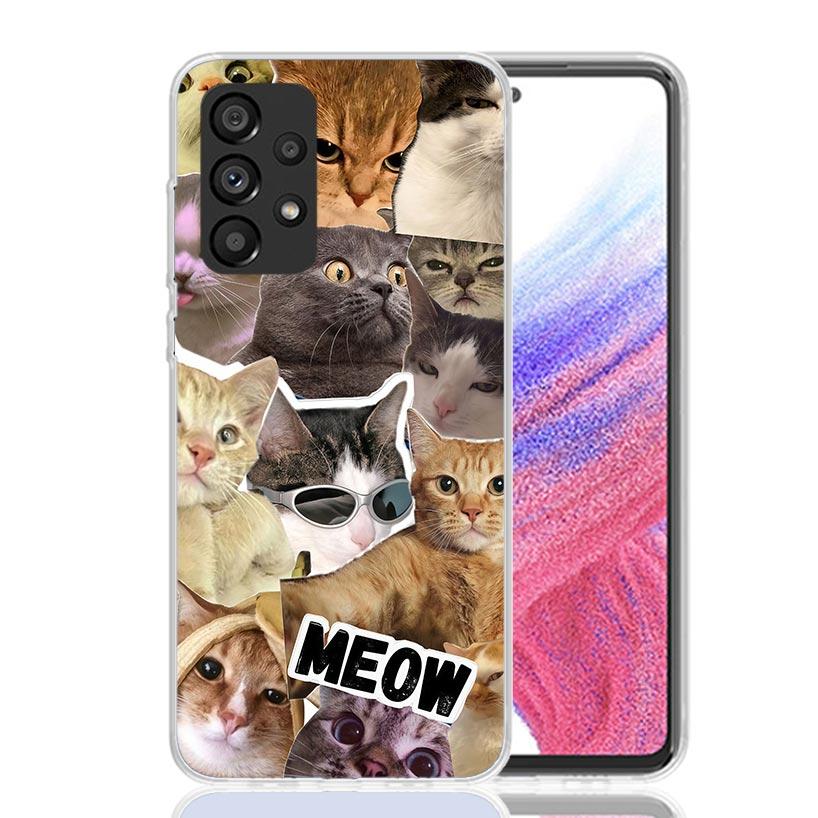 Crying Cat Memes Phone Case For Samsung Galaxy A52 A32 A22 A12 A02S A50S A30S A51 A31 AA71 Note 20 Ultra 10 S10 Plus Galaxy A52