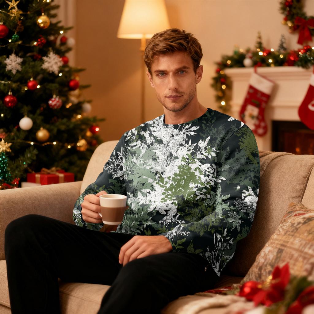 Herren Rundhals Fleecegefüttert Dick Warm Sweatshirt