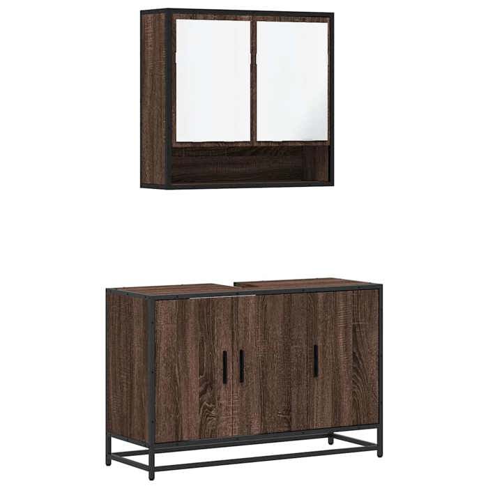 VidaXL Ensemble De Meubles De Salle De Bain 2 Pcs Chêne Marron, Armoire De Rangement, Armoire De Bain, Meuble De Toilette 3300924
