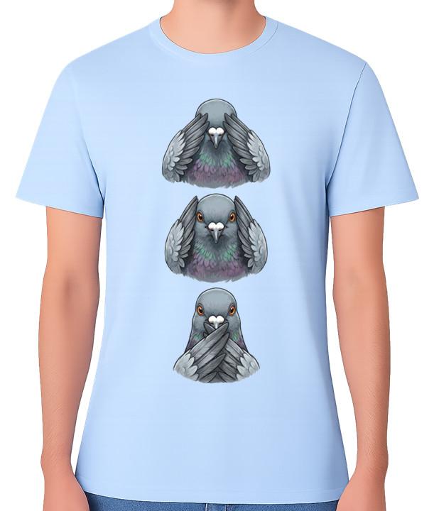 

Pigeons See Hear Speak No Evil Graphic Unisex T-Shirt Pigeon Bird Humour Tee 5XL різнокольоровий