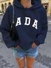 IN BLUE: England Trip Blogger Style Korean Cotton Loose Fit Lettered Pullover Hoodie Pair
