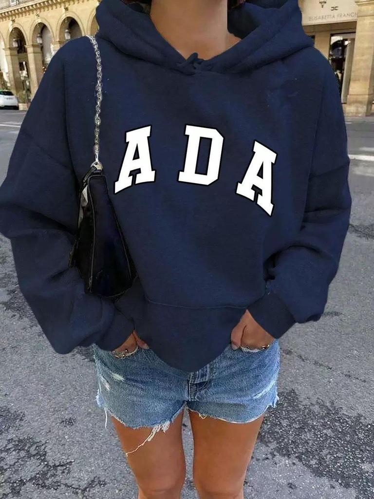 IN BLUE: England Trip Blogger Style Korean Cotton Loose Fit Lettered Pullover Hoodie Pair