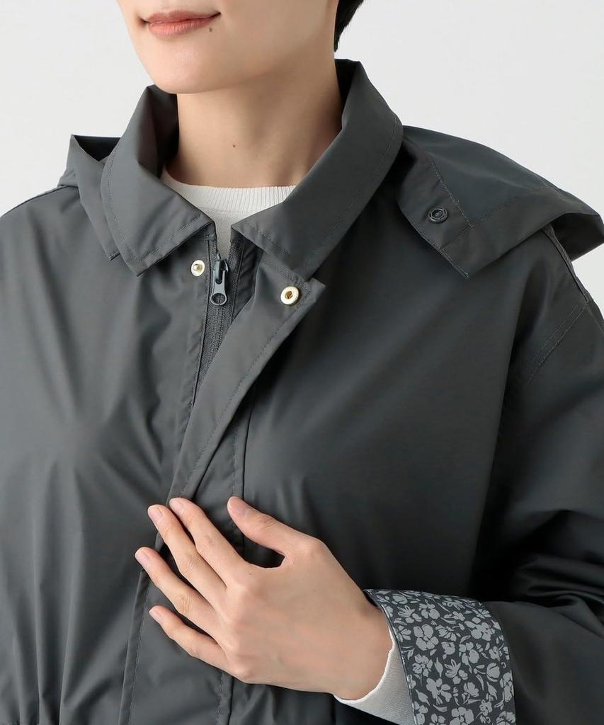 Afternoon Tea Living Stand Collar Charcoal Gray Raincoat/Poncho JK16, Raincoat,