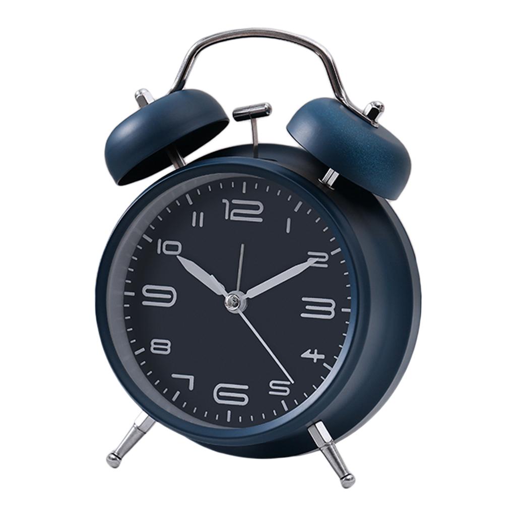 Vintage Style Wind Up Clock with Metal Bells Silent Movement Analog Alarm Clock for Kids Bedside Table