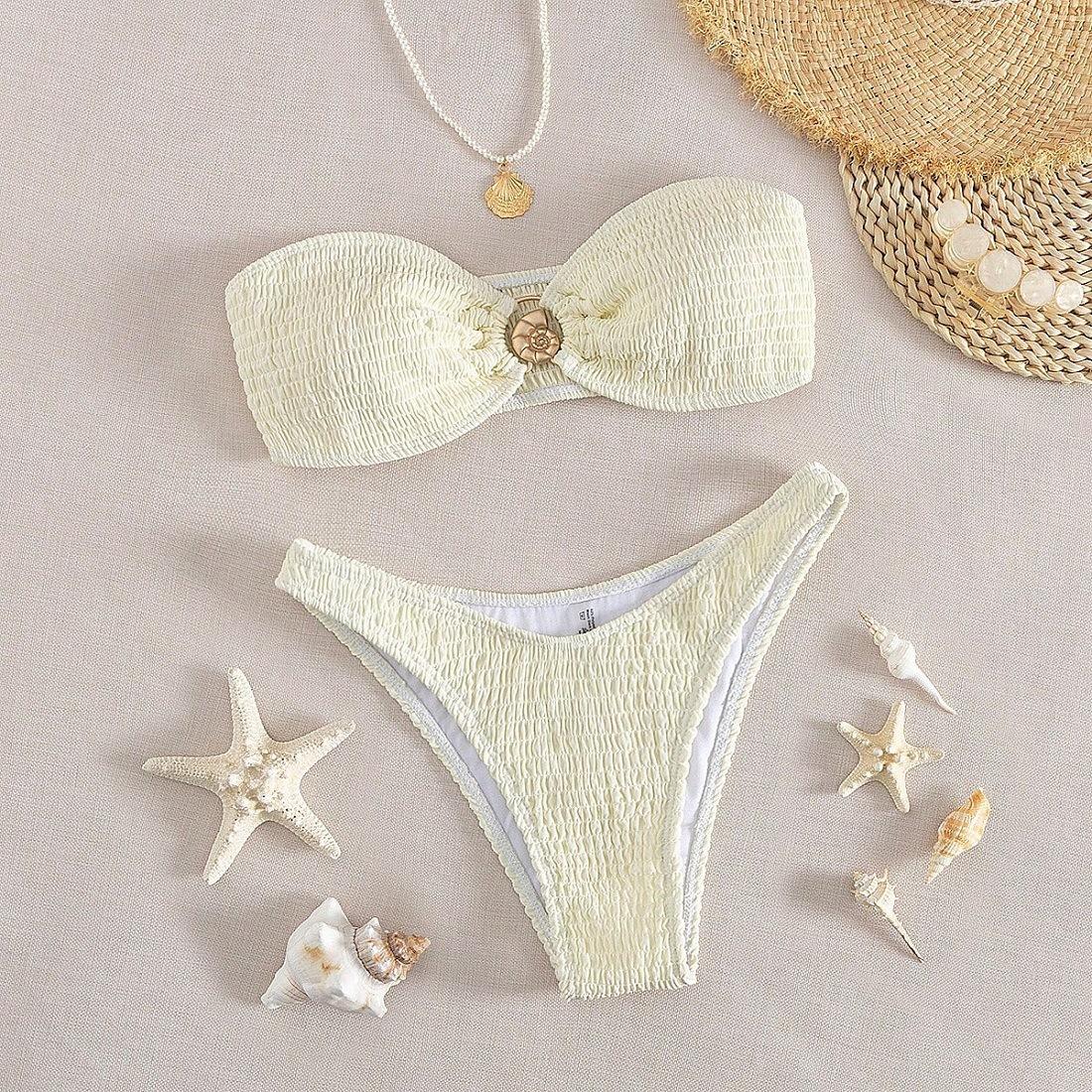 Women s Solid Color Split Bikini Win Swimwear European and American Sexy Bikini S