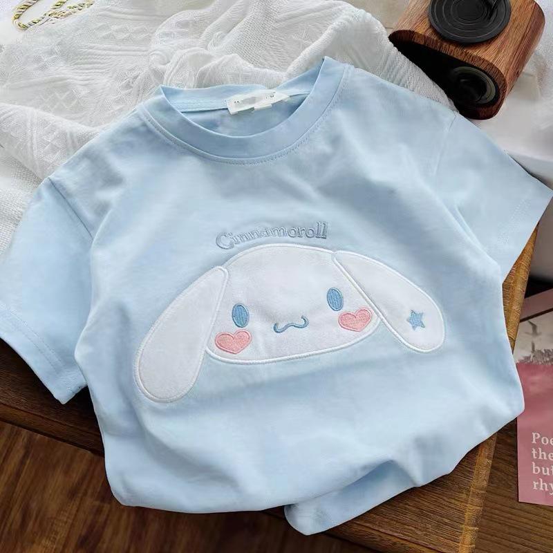 Tricou de desene animate pentru fete Kuromi & Cinnamoroll - Mânecă scurtă Melody Top casual