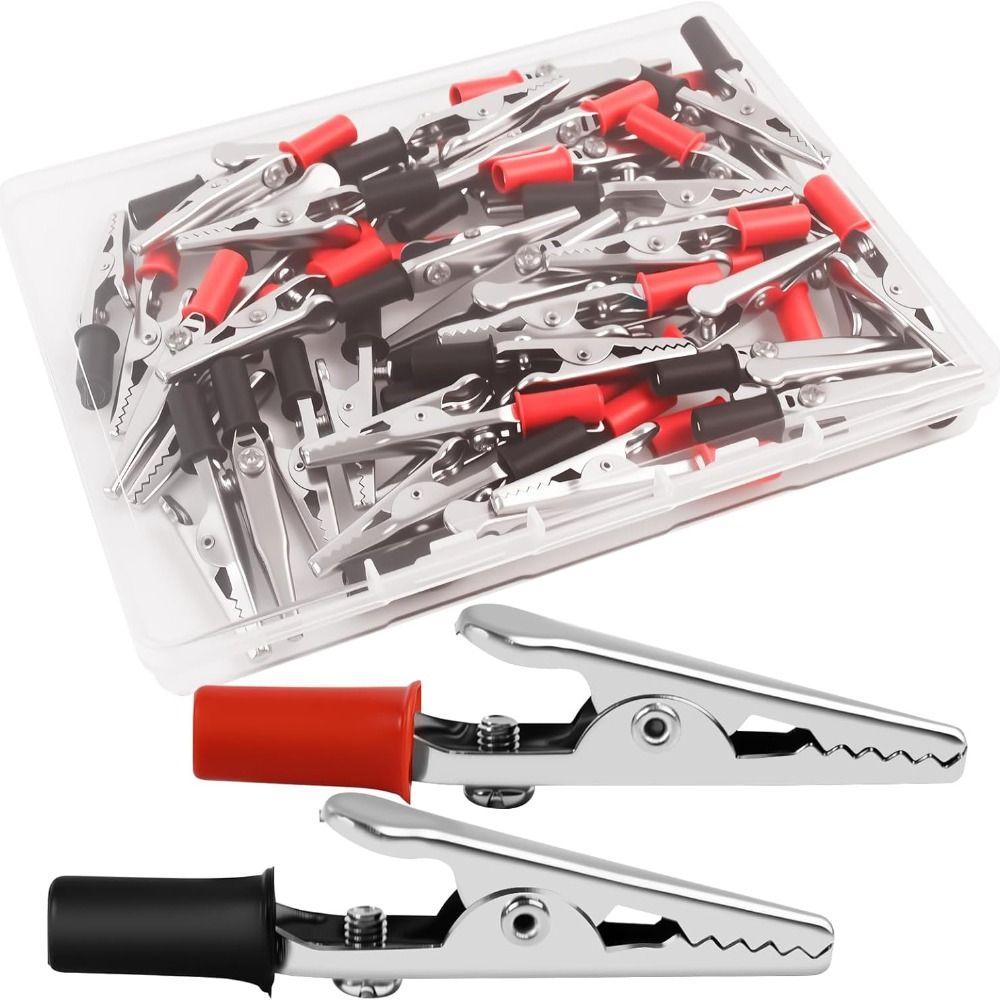 60pcs Professional Insulated Alligator Clips Joints Connection Spring Loaded Battery Clamps Universal Electrical Clips Vehicle