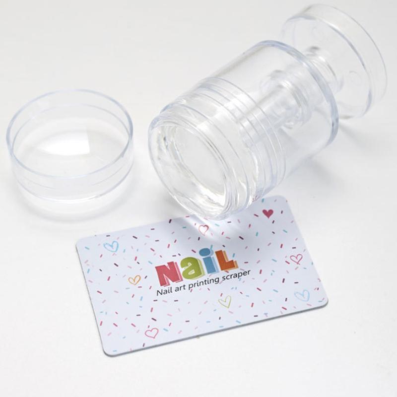 Rotatable Nail Stamper Jelly Printing Silicone Nail Polish Stamping French Tip Nail Stamp Template With Scraper Manicure Stencil
