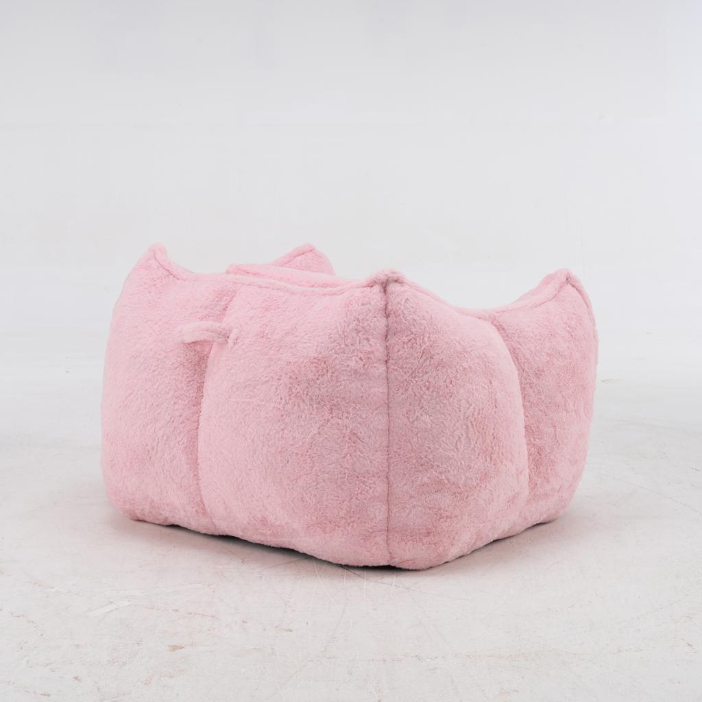 Giant Bean Bag Chair with pillow, Comfy Large Bean Bag Chairs for Adults and Kids, Faux Fur Floor Sofa for Living Room Bedroom Apartment, Pink