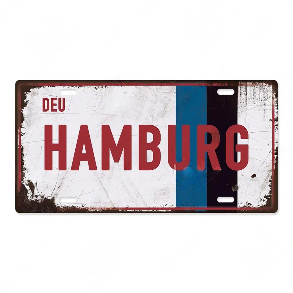 FJ Decors Germany City Metal Tin Signs Licenses Plate Plaque Metal Vintage Bar Pub Club Home Wall Decor