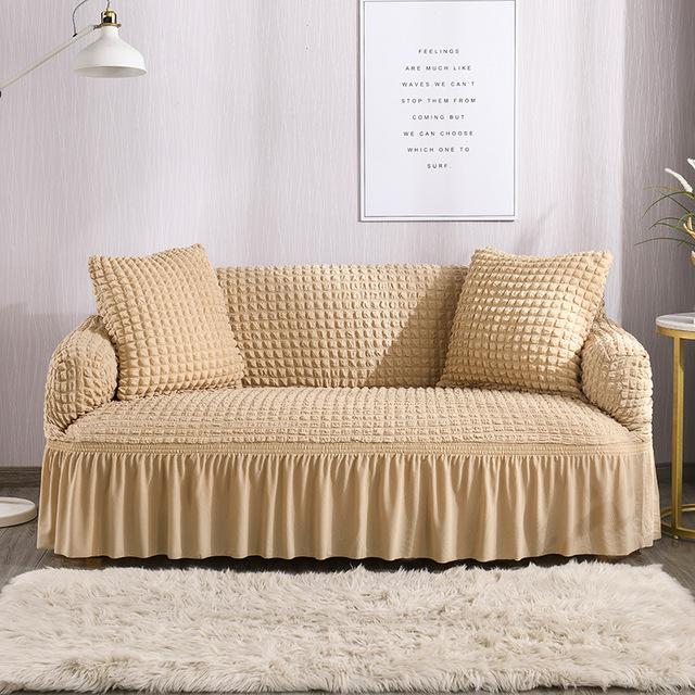 European Jacquard Sofa Cover Sofa Cover Fabric Solid Color Lightweight Luxury Full Set Living Room