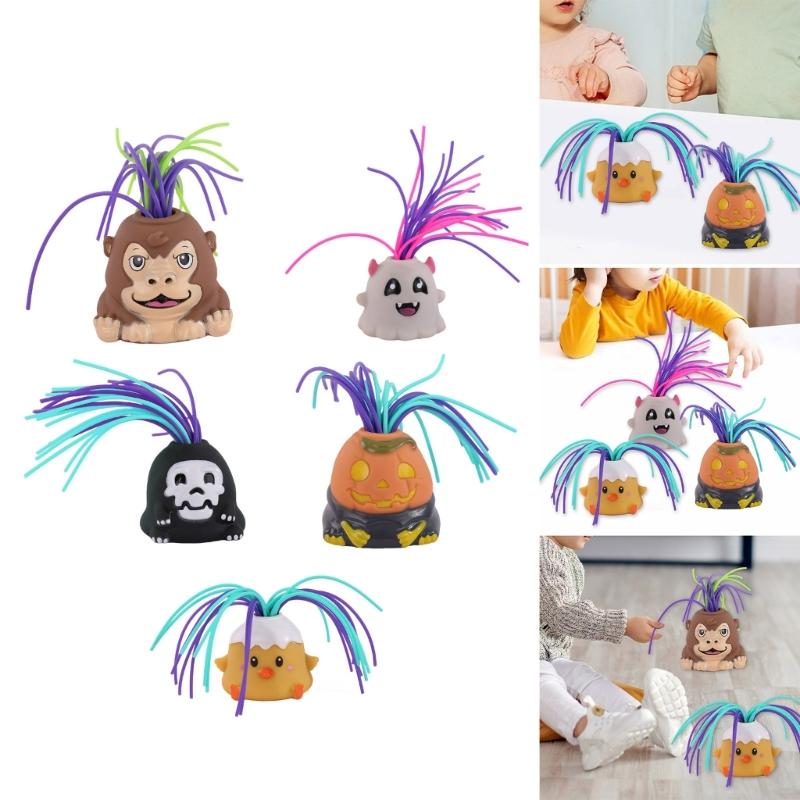 Pull Hair Toy Sensory Hair Pulling Venting Halloween Pinch Stress Relief Figurine for Toddler Children Birthday Gift