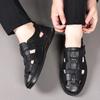 Sandalias Casuales de Cuero Nuevas Zapatos de Ocio de Verano Marca de Lujo Sandalias para Hombre Clásicos Zapatos para Caminar al Aire Libre Planos Cómodos para Hombre