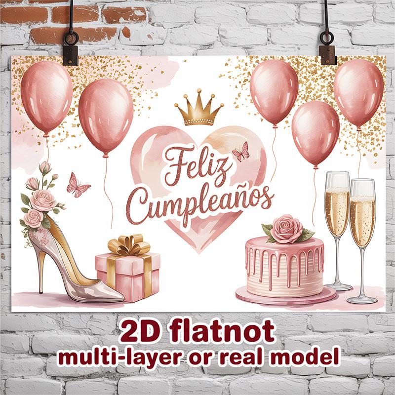 Party Backdrop Birthday Rose Pink Elegant Photo Background Front Door Decor