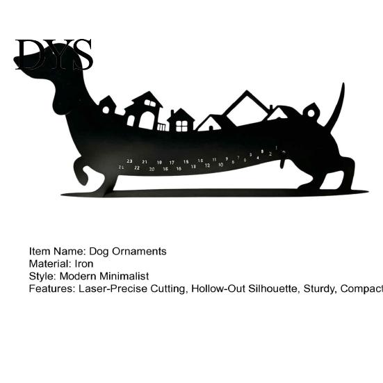 Christmas Tabletop Display Dachshund Advent Calendar, Metal Countdown Decor, 1-24 Seasonal Calendar Days Holiday Dog Ornament, Xmas Gift for Lovers
