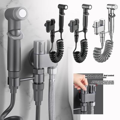 Toiletten-Bidet-Duschkopf, Doppelauslauf-Winkelventil des Badezimmerzubehörs, Bidet-Toilettensitz, Toiletten-Bidet-Sprüher-Set