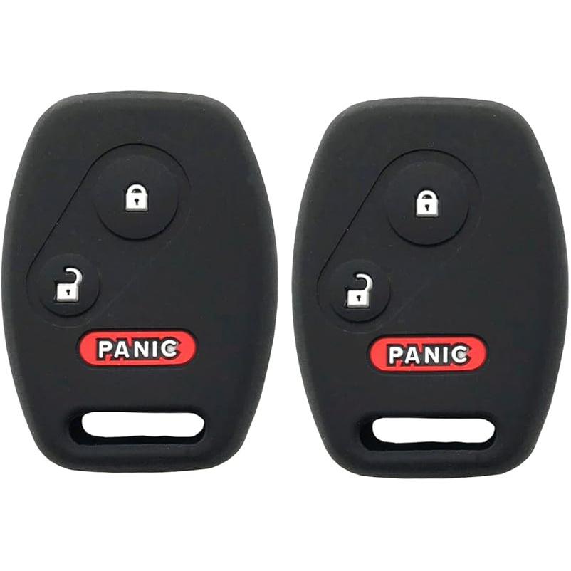 Silicone Protector Key Fob Cover Case fit for Honda Accord Pilot Civic Crosstour CR-V Element Key Fob 3 Buttons (Black+Black)