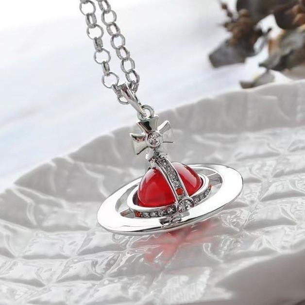 Westwood Saturn Choker Necklace: High Version, Medium Size, Women's 10MM Beads, Logo Clasp.