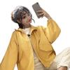 Autumn Winter Loose Fit Drawstring Jacket for Women - Korean College Style Casual Outerwear