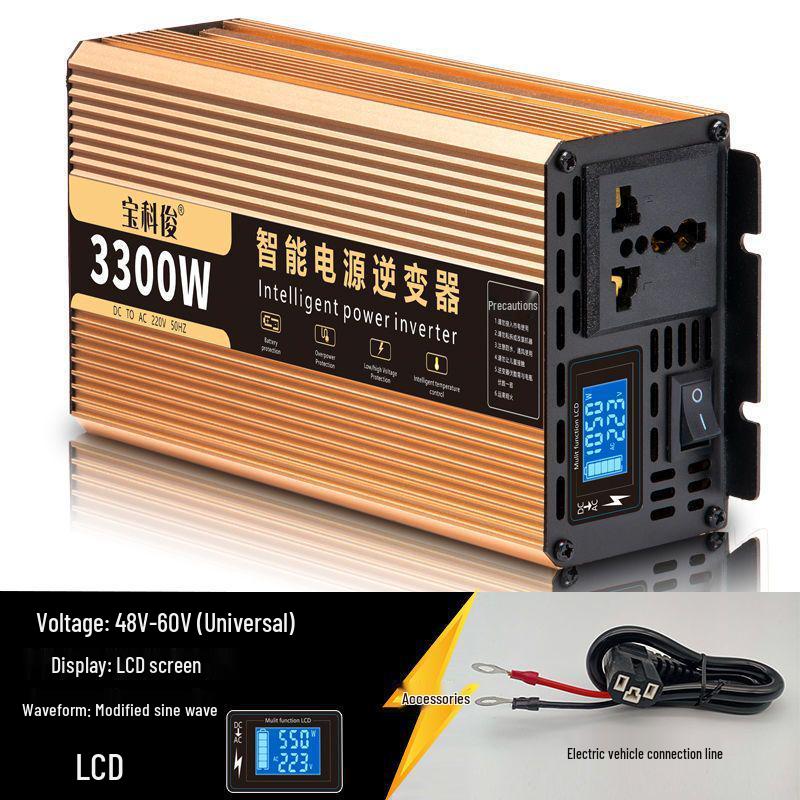 High-Power Pure Sine Wave Car Inverter: 12V/24V to 220V for Vehicle and Household Battery Conversion