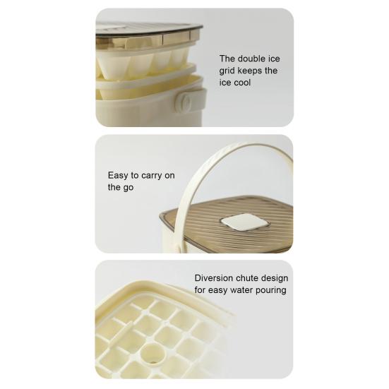 Yousheng Ice Cube Tray for Freezer Sphere Ice Mold Maker with Lid And Bin One Button Release Circle Ice Cube Mold Ice Bucket for Whiskey Cocktails
