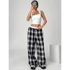 2025 New Amazon European and American Cross-border Women's Fashion Stripe Plaid Insert Color Loose Wide Leg Pants Casual Pants