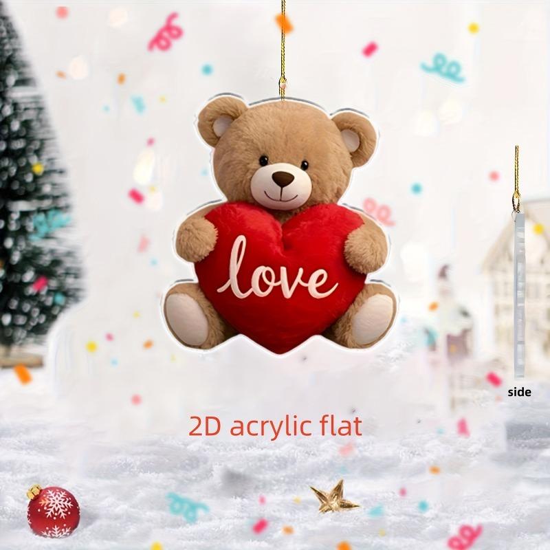 2D Acrylic Car Pendant Valentine's Gift Cute Hanging Ornament Romantic Rearview Mirror Decor Car Interior Accessories for Lovers