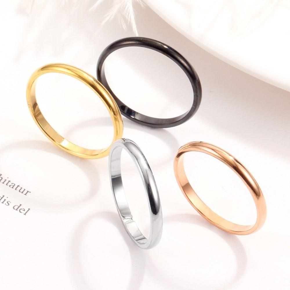 Durable Stackable Plain Band Rings 2MM Titanium Steel Rings Simple Thin Rings Midi Ring