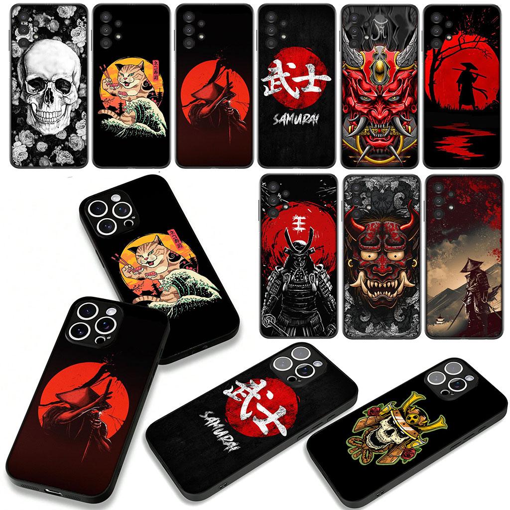 Cover for Apple iPhone 16 15 14 Plus 13 12 Mini 17 Pro Max + ProMax 16E Air 16+ 15+ Case Japan Samurai Skeleton Skull Ninja