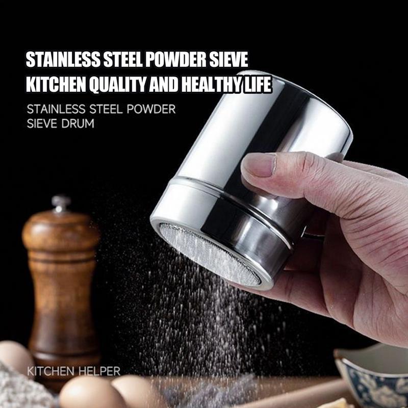 Stainless Steel Powder Shaker Duster Mesh Flour Duster Shaker Cans Jars For Sugar, Salt, Spices, and Cocoa