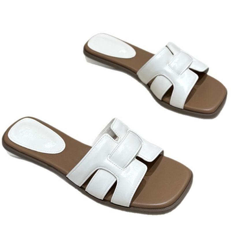 Sheepskin Version~ Woven Fairy Versatile Cool Slippers Female New Summer Lazy Fashionable Outer Wear Flat Bottom One-word Drag