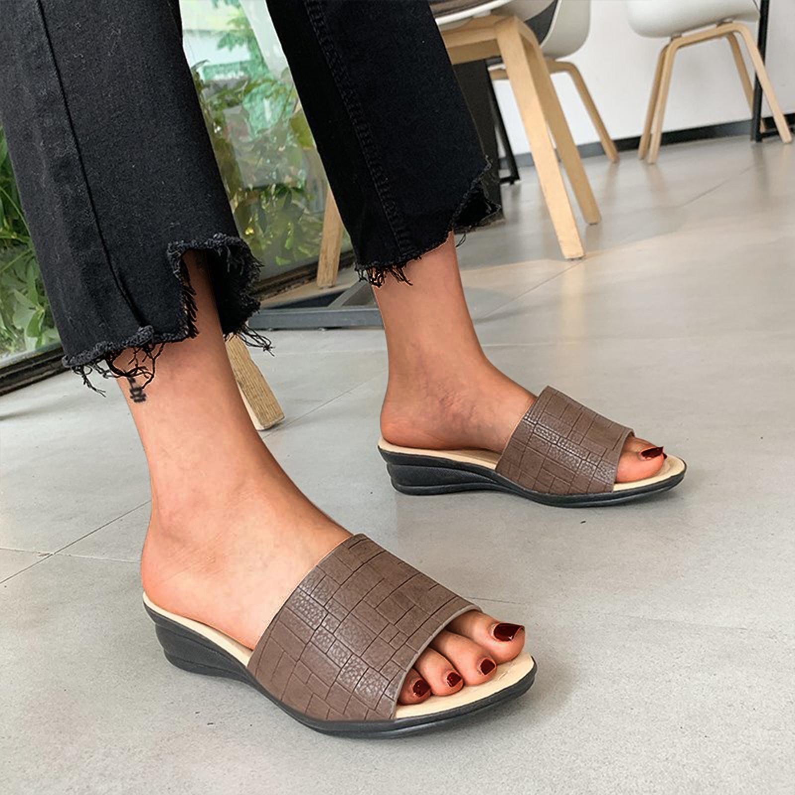 

Женская обувь, летние модные повседневные тапочки на танкетке с открытым носком 42 коричневый