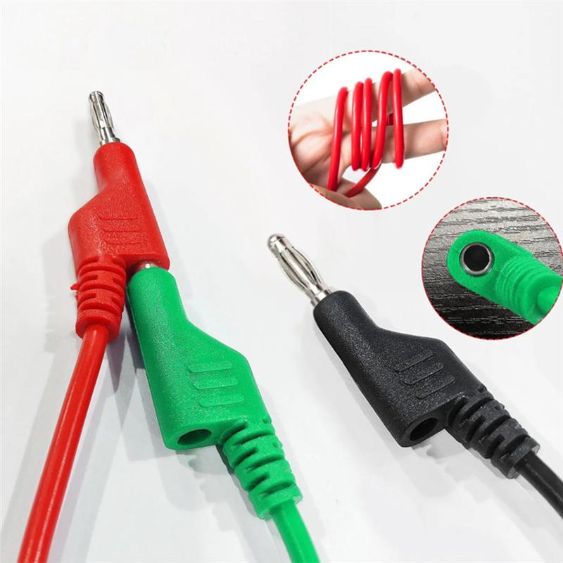 AD23-P1036 5PCS 4Mm Copper Banana Plug To Banana Plug Multimeter Test Leads Soft PVC Cable 1M Wire 1000V 15A