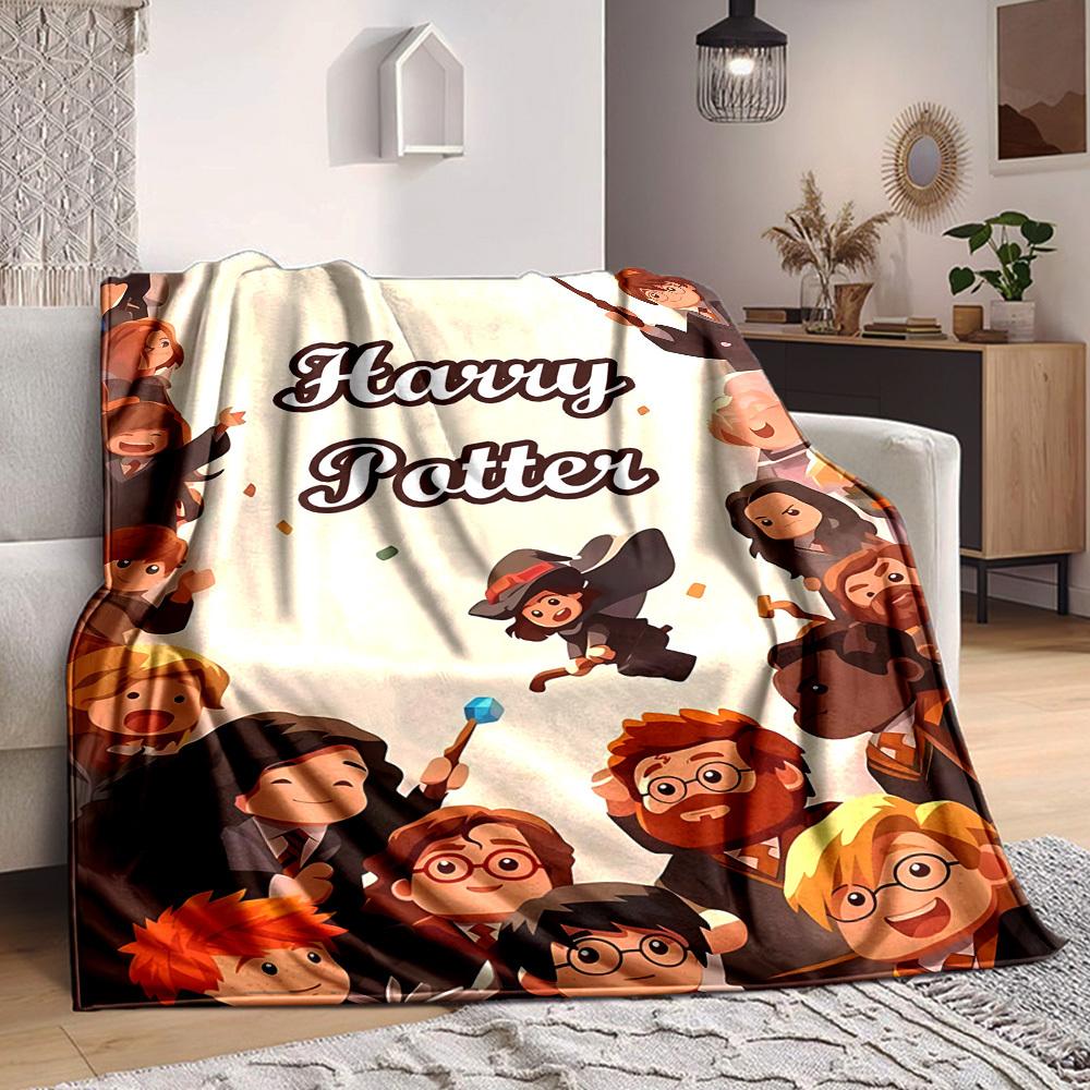 1pc Harry Potter Flannel Throw Blanket - HD Printed Lightweight Soft Warm All-Season Blanket for Sofa, Bed, Travel, Camping 050