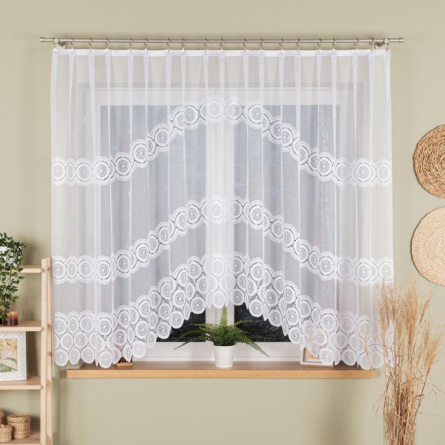 Malwina - Ready-Made Jacquard Curtain With A Cut At The Bottom - 310X160 Cm - White