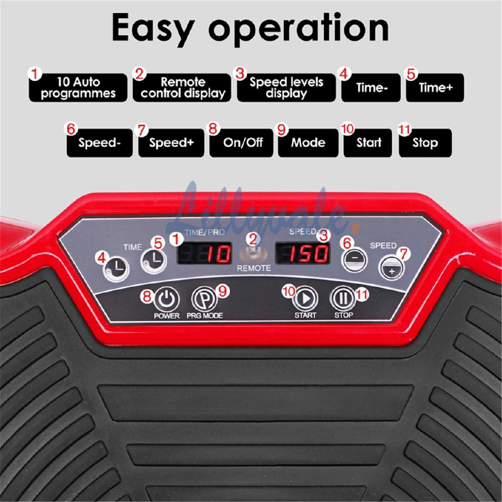 110V 250KG Max Bearing Exercise Fitness Slim Vibration Machine Trainer Plate Platform Body Shaper +Remote Watch+ RC+Resistance Band