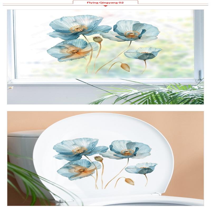 Watercolor Flower Stickers Toilet Sticker Bright Wall For Home Vinyl Car Decal Toilet Decoration