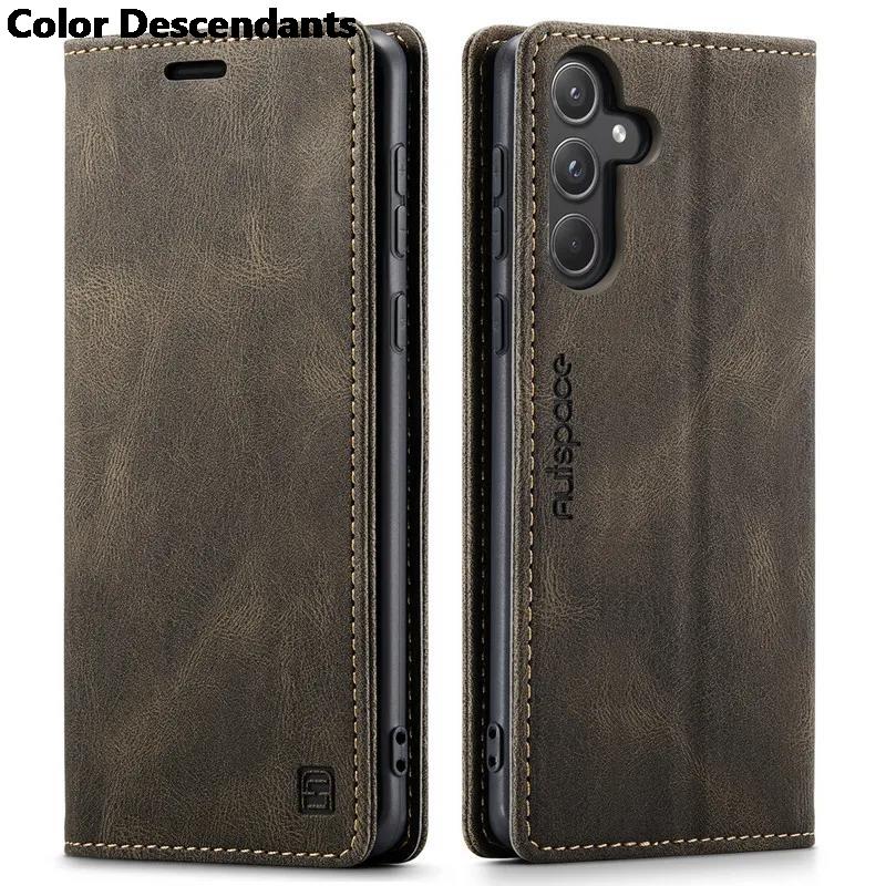 RFID Leather Flip Magnetic Cover For Samsung Galaxy A16 A15 A25 A35 A55 A14 A24 A34 A54 A 04 S A13 A23 A33 A53 A73 Wallet Case