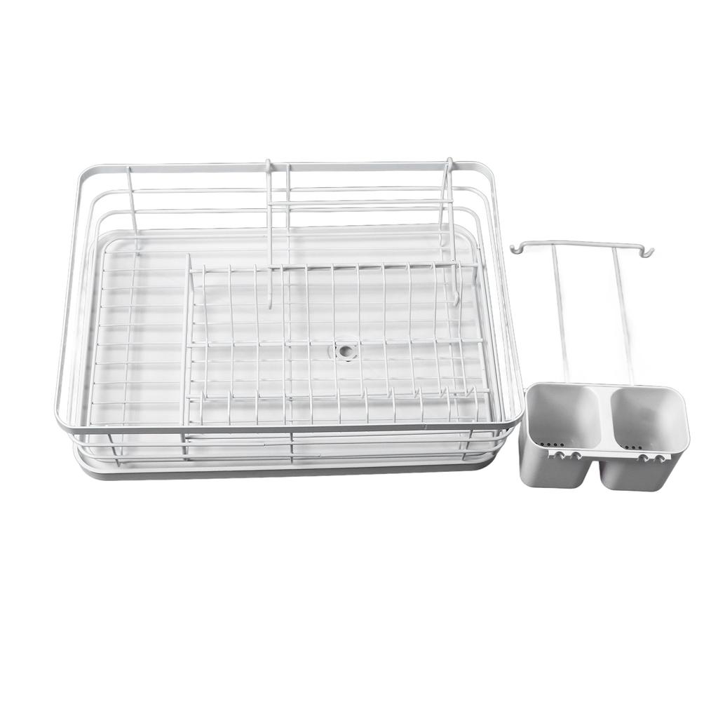 Dish Drainer Organizer Shelf Rugged 360 Degrees  Rotatable Spout Large Capacity Dish Drying Rack for Kitchen Counter