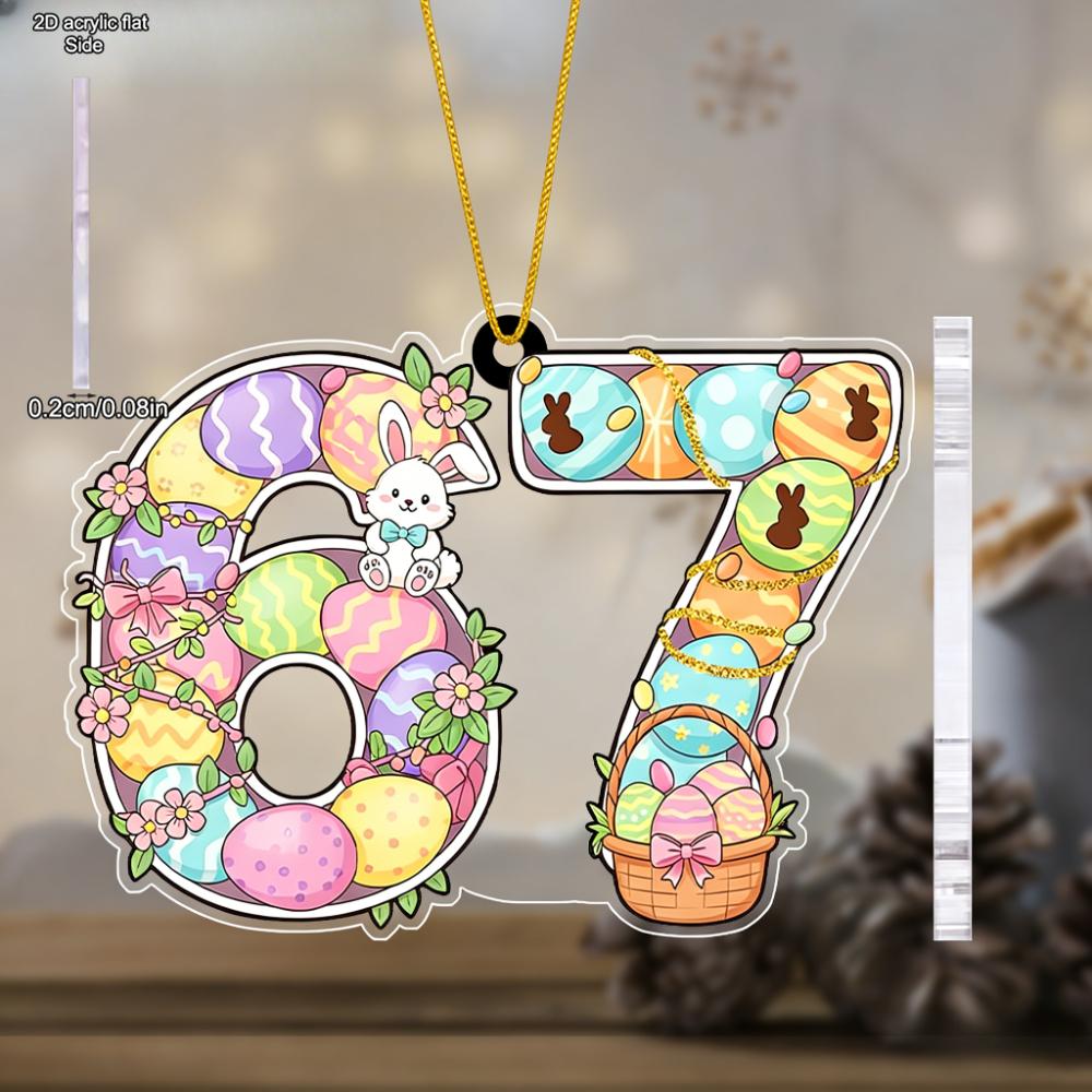 Acrylic Easter Hanging Ornament with Adorable Easter Bunny & Easter Eggs Pattern - Unique 67 Pendants, Drops & Finials - Ideal Easter Gift for Friend 
