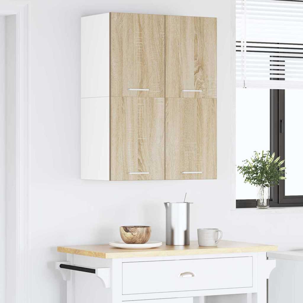 Wall Mounted Cabinet 2 pcs Sonoma Oak & White 60 x 31 x 40 cm