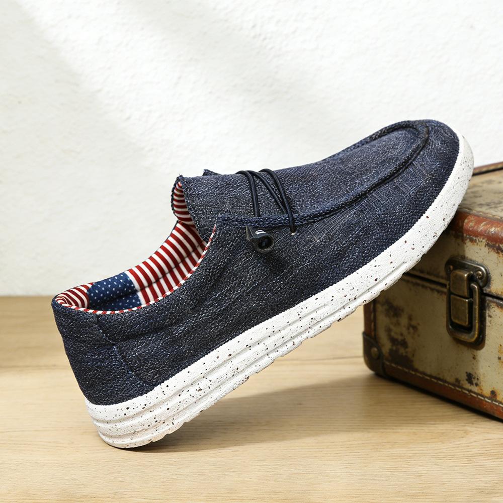 Men's casual canvas shoes, linen breathable lazy shoes, lightweight foot-fitting large-size shoes
